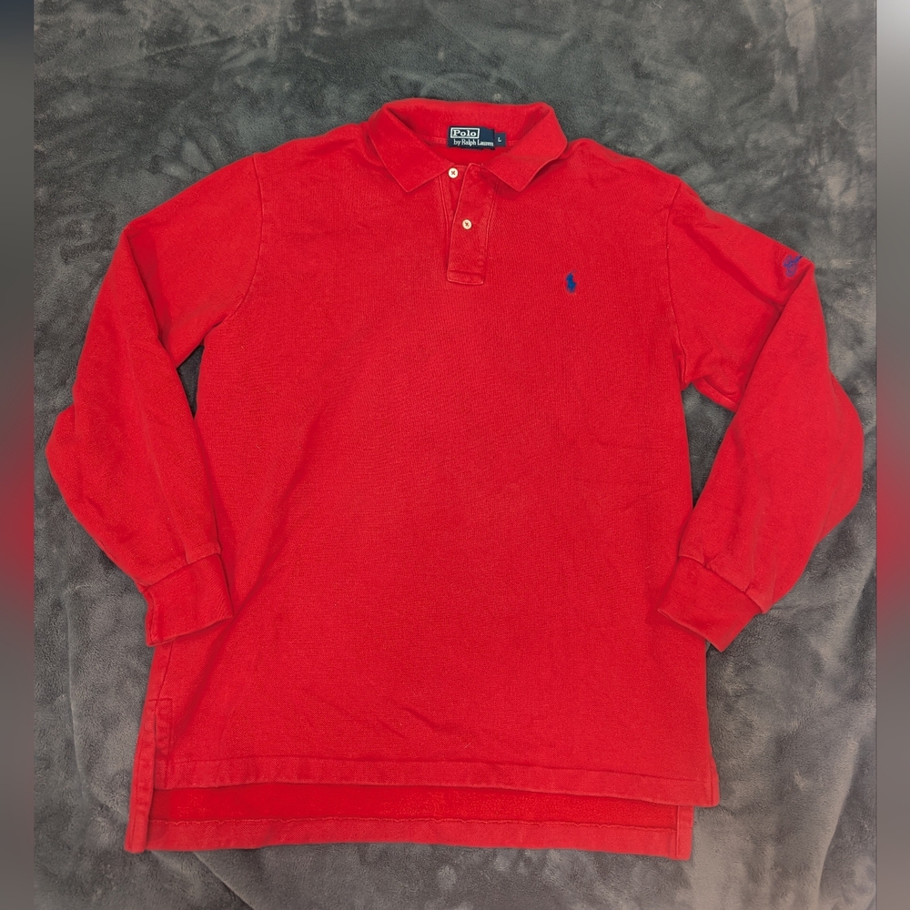 Polo Ralph Lauren long sleeve heavy cotton polo with some fleece lined Size Larg